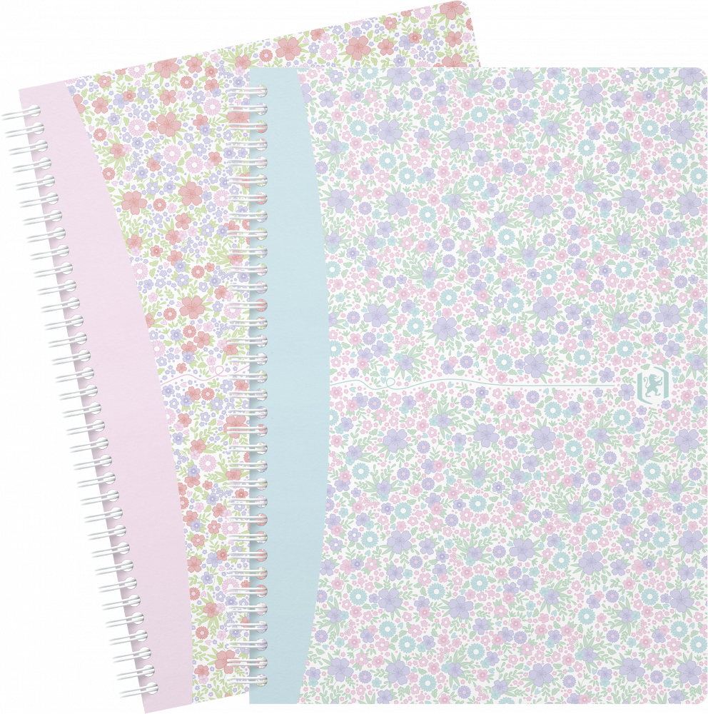 2x Kołonotatnik Oxford Floral, B5, w kratkę, 60 kartek, okładka kartonowa, mix wzorów