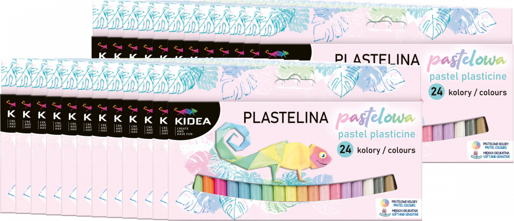 48x Plastelina Kidea, 24 sztuki, mix kolorów pastelowych