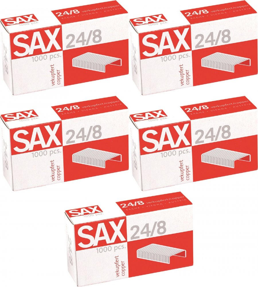5x Zszywki miedziane Sax, 24/8, 1000 sztuk, miedziany