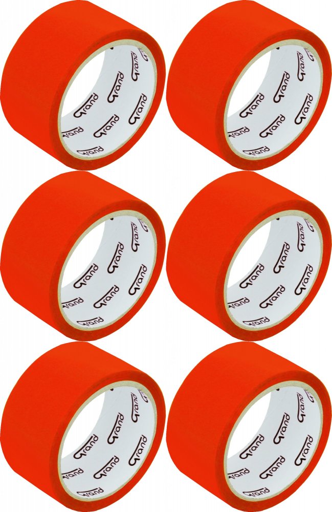 6x Taśma pakowa, Grand, 48mmx50m, pomarańczowy