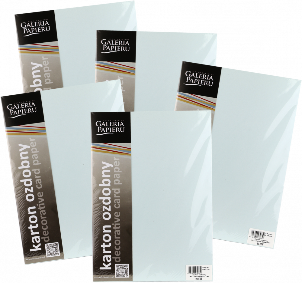 5x Karton ozdobny Galeria Papieru Millenium, A4, 220g/m2, 20 arkuszy błękitny