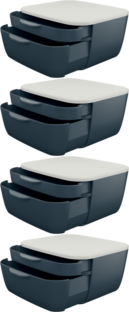 4x Pojemnik Leitz Cosy, z 2 szufladami, szary