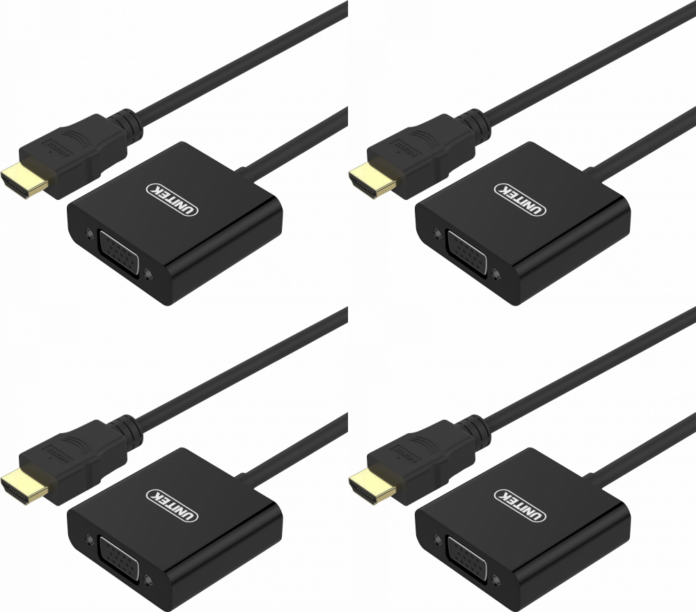 4x Adapter Unitek Y-6333, HDMI do VGA + audio, czarny