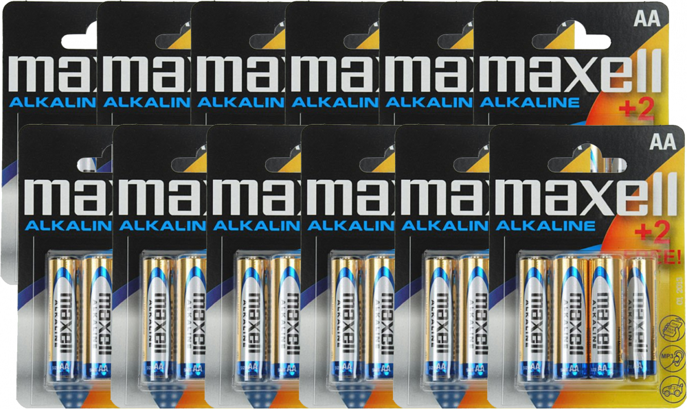 12x Bateria alkaliczna Maxell, AA, 6 sztuk (4+2)