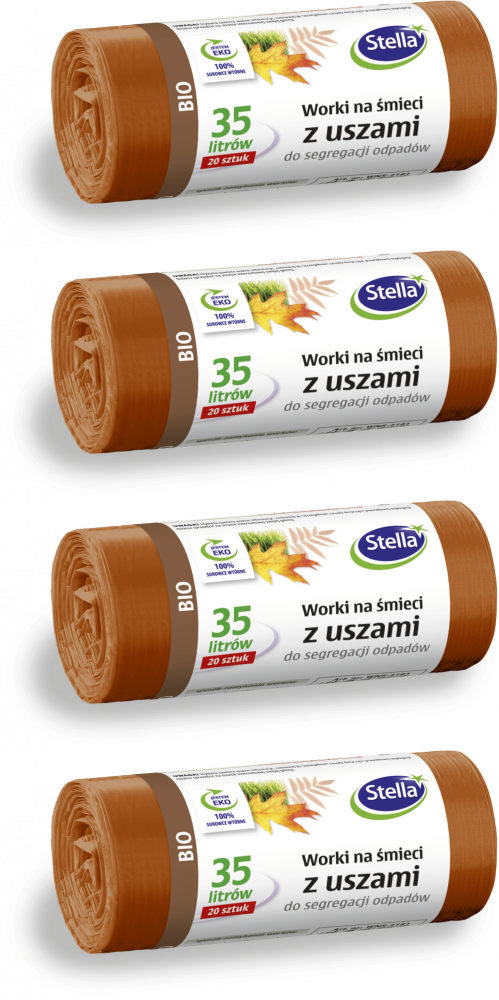 4x Worki na śmieci Stella, na odpady BIO, ekologiczne, 35l, 20 sztuk, brązowy