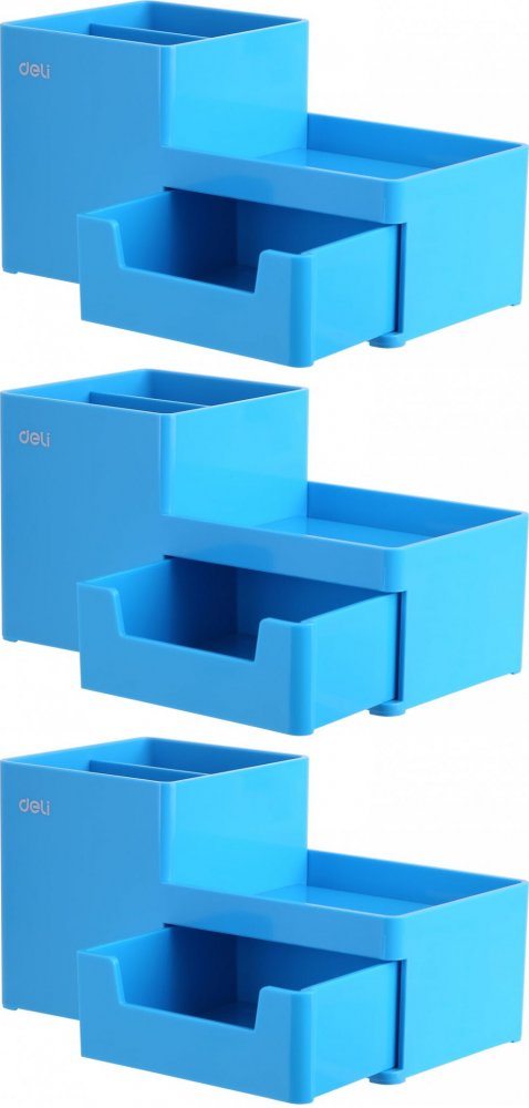 3x Organizer na biurko Deli Rio, 175x90x92mm, niebieski