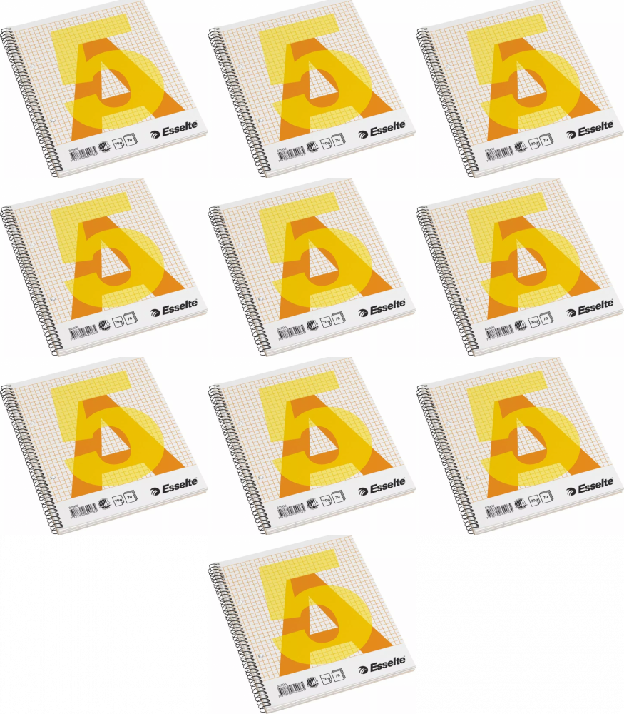 10x Kołonotatnik Esselte College, A5, w kratkę, 70 kartek