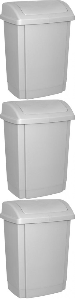 3x Kosz na śmieci Office Products, z pokrywą, 15l, szary