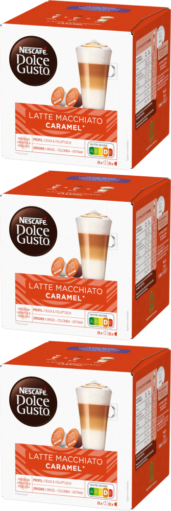 3x Kapsułki do ekspresu Nescafe Dolce Gusto Latte Macchiato Caramel, 16 sztuk