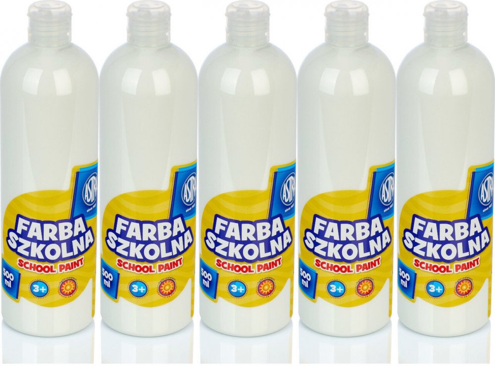 5x Farba plakatowa Astra, 500ml, biały