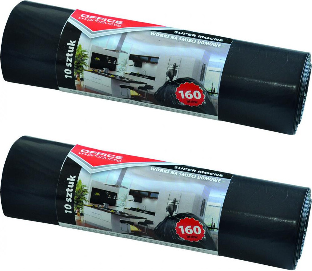 2x Worki na śmieci Office Products, na odpady zmieszane, 160l, 10 sztuk, czarny