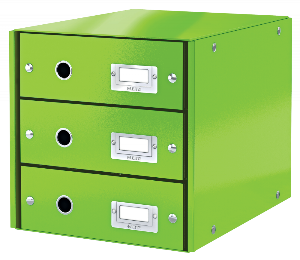 Pojemnik Leitz Click&Store Wow, z 3 szufladami, do dokumentów, A4, zielony