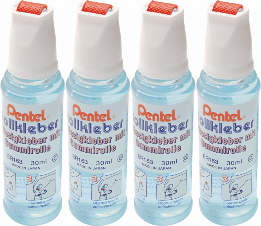 4x Klej Pentel ER153, w płynie, 30ml, bezbarwny