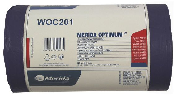 Worki na śmieci Merida Optimum, na odpady zmieszane, 70l, 50 sztuk, czarny