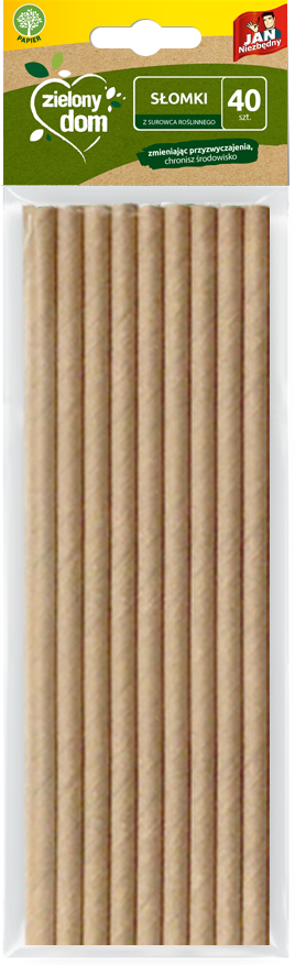 Słomki Jan Niezbędny Zielony Dom, papier, 40 sztuk, brązowy jasny