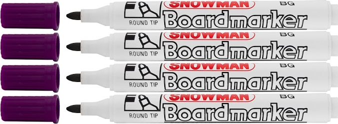 4x Marker suchościeralny Snowman Boardmarker, okrągła, 1.5-3mm, fioletowy