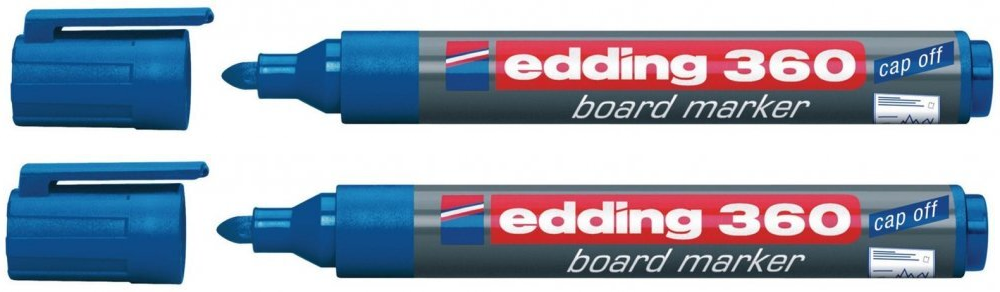 2x Marker suchościeralny edding 360, okrągła, 3 mm, niebieski