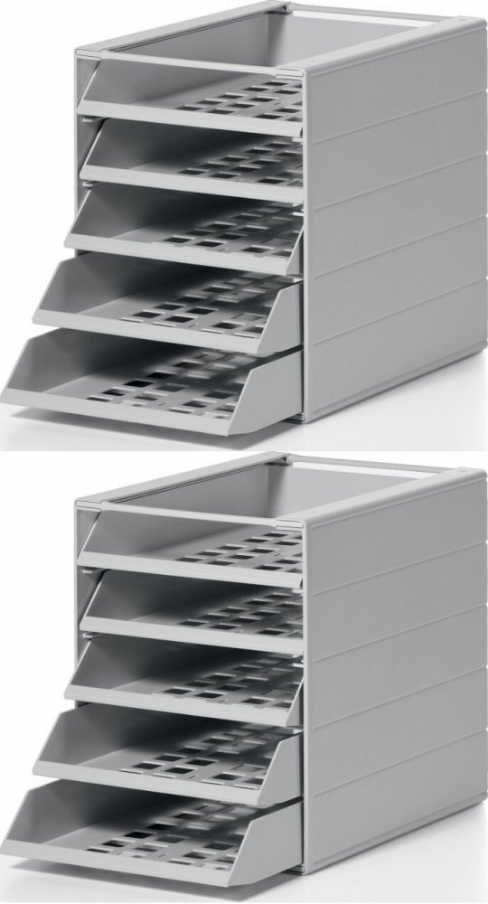 2x Pojemnik Durable Idealbox Basic 5, z 5 szufladami, C4, szary