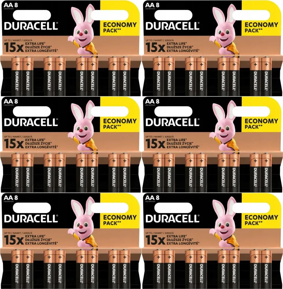 6x Bateria alkaliczna Duracell, AA, 8 sztuk