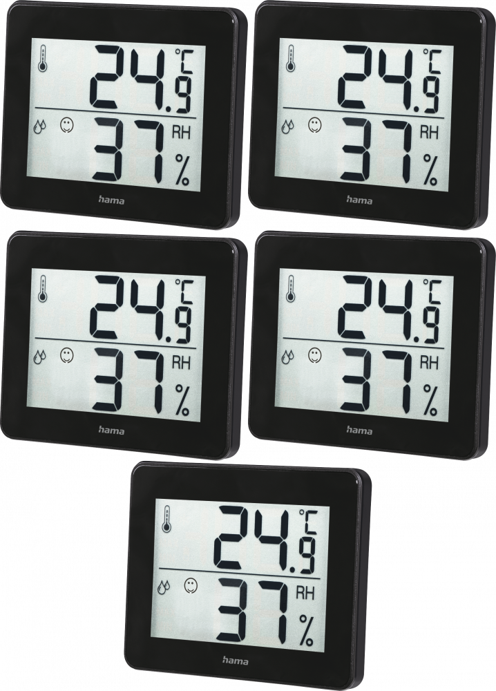 5x Termometr/higrometr Hama TH-130, czarny