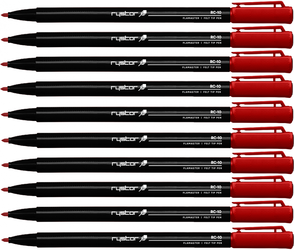 10x Pisak Rystor RC-10, okrągła, 1mm, czerwony