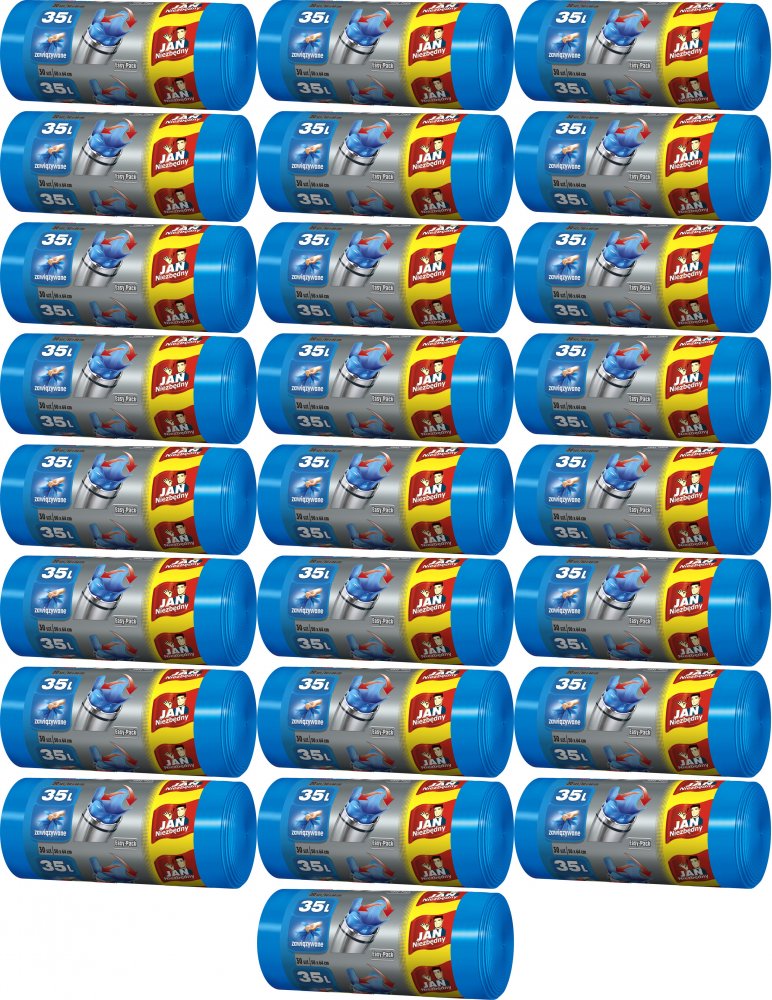 25x Worki na śmieci Jan Niezbędny Easy Pack, na odpady zmieszane, 35l, 30 sztuk, niebieski