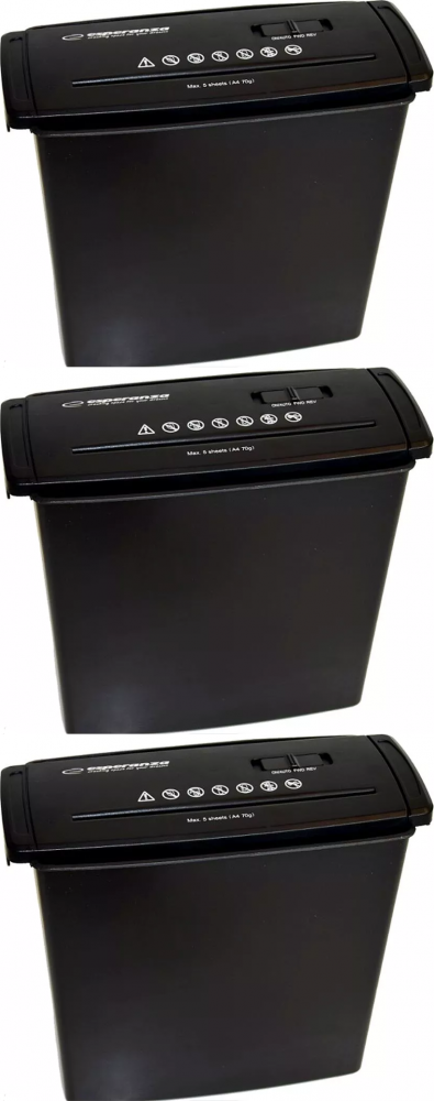 3x Niszczarka Esperanza Blade, pasek 7mm, 5 kartek, P-1 DIN, czarny