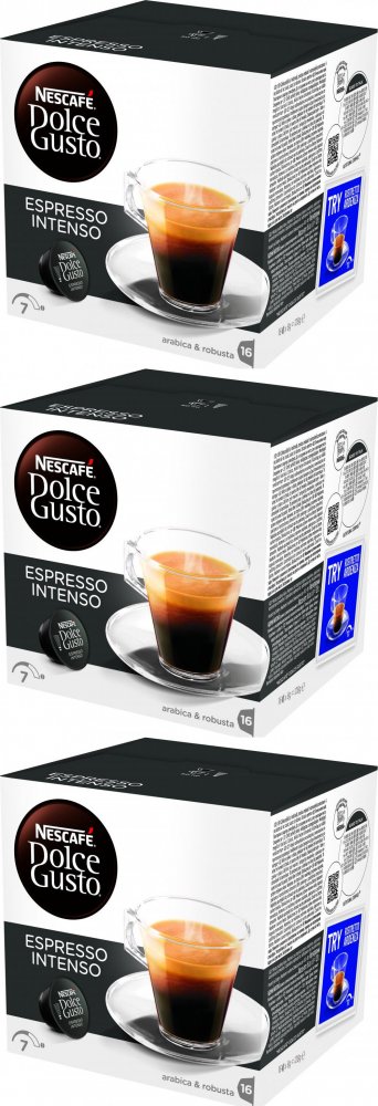 3x Kapsułki do ekspresu Nescafé Dolce Gusto Espresso Intenso, 16 sztuk