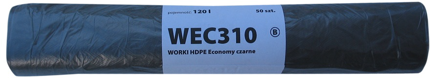 Worki na śmieci Merida Economy WEC310, na odpady zmieszane, 120l, 50 sztuk, czarny