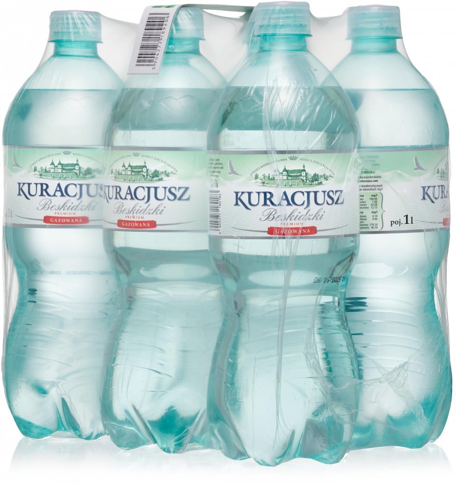 6x Woda gazowana Kuracjusz Beskidzki, 1l, butelka PET