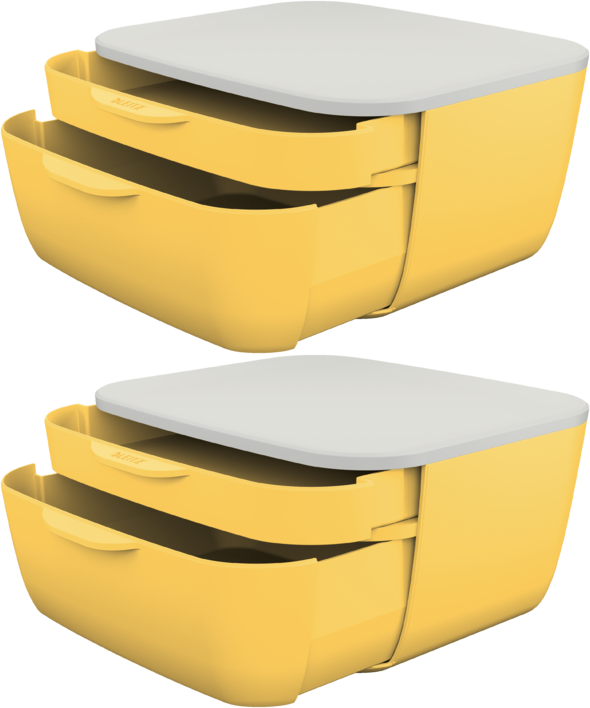 2x Pojemnik Leitz Cosy, z 2 szufladami, żółty