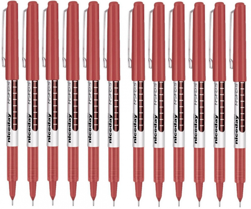 12x Cienkopis Niceday, 0.5mm, czerwony