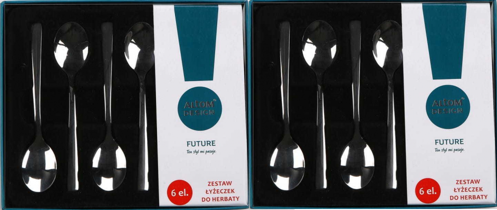 2x łyżeczki do herbaty Altom Design Future, 6 sztuk, w pudełku flok, srebrny
