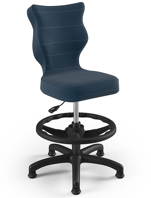 Krzesło do biurka Entelo Petit z podnóżkiem, rozmiar 3 WK+P, tkanina Velvet VT24, granatowy, czarna podstawa
