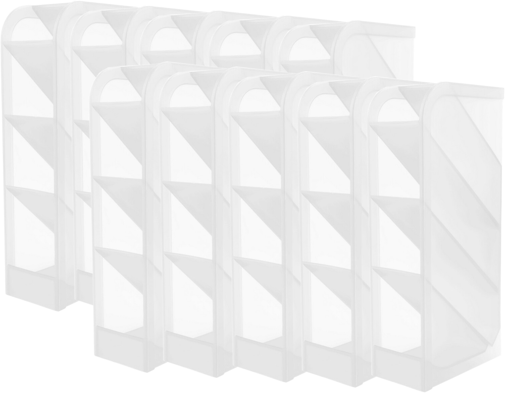 10x Przybornik na biurko D.Rect, pionowy, bez wyposażenia, 4 przegrody, 202x50x90mm, przezroczysty biały