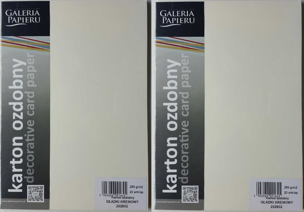 2x karton ozdobny Galeria Papieru, gładki, A4, 250g/m2, 20 arkuszy, kremowy