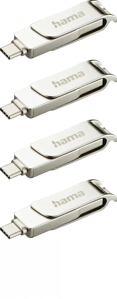 4x Pendrive Hama C-Rotate Pro, 64GB, obracany, USB 3.0, srebrny