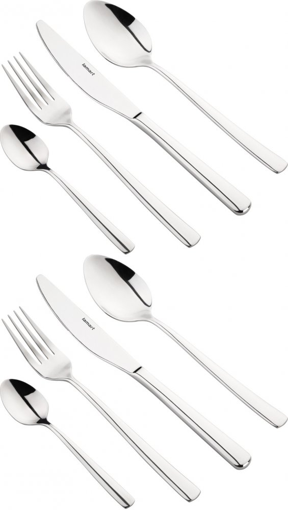 2x Komplet sztućców Lamart Emma LT5007, 24 sztuki, srebrny