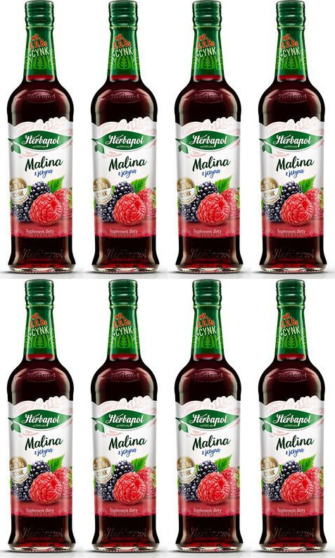 8x Syrop Herbapol, malina z jeżyną, 420ml