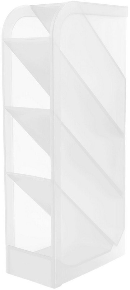 Przybornik na biurko D.Rect, pionowy, bez wyposażenia, 4 przegrody, 202x50x90mm, przezroczysty biały