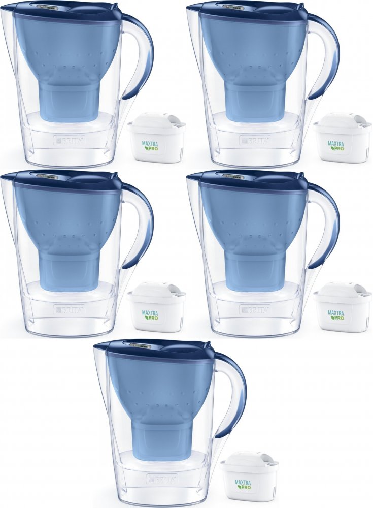 5x Dzbanek filtrujący Brita Marella, 2.4l, niebieski + 1 wkład Maxtra Pro Pure Performance