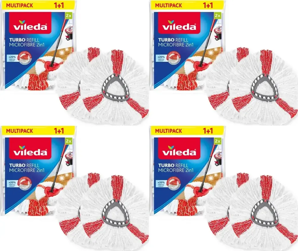 4x Wkład do mopa obrotowego Vileda Turbo 2 w 1, mkrofibra, 2 sztuki