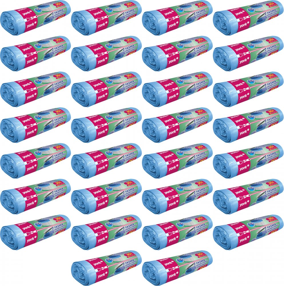 50x Worki na śmieci York, na odpady zmieszane, 35l, 15 sztuk, niebieski