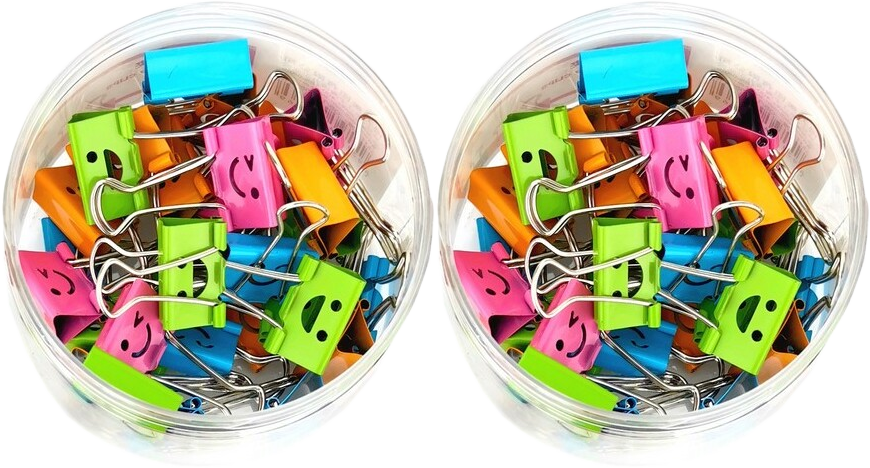 2x Klip biurowy D.Rect, buźki, 25mm, 48 sztuk, mix kolorów