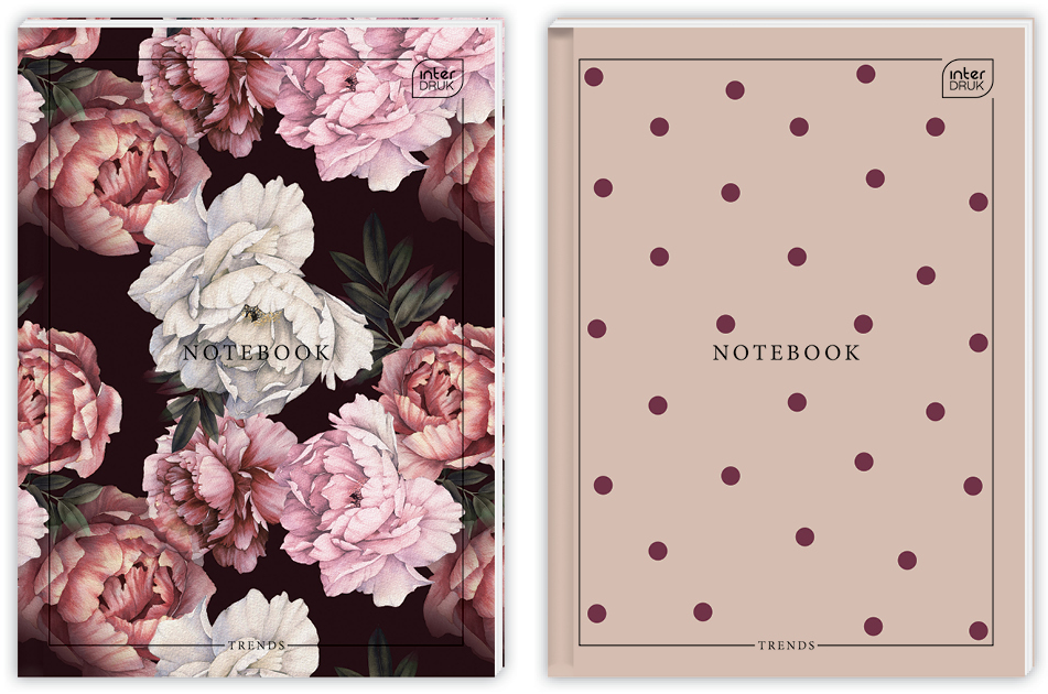 2x Brulion w kratkę Interdruk, A4, twarda oprawa, 96 kartek, mix wzorów