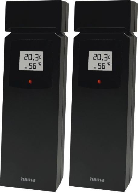 2x Czujnik zewnętrzny Hama TS36E, do stacji pogodowych, czarny