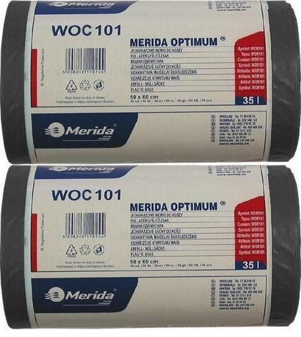 2x Worki na śmieci Merida Optimum, na odpady zmieszane, 35l, 50 sztuk, czarny
