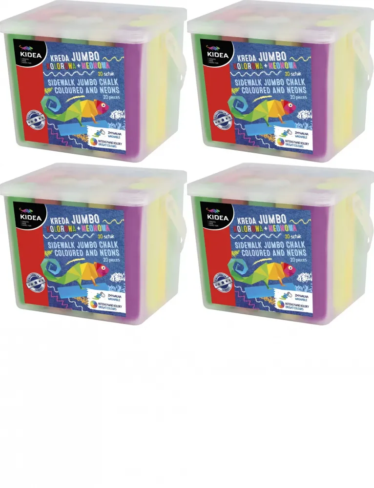 4x Kreda Kidea Jumbo, 20 sztuk, mix kolorów