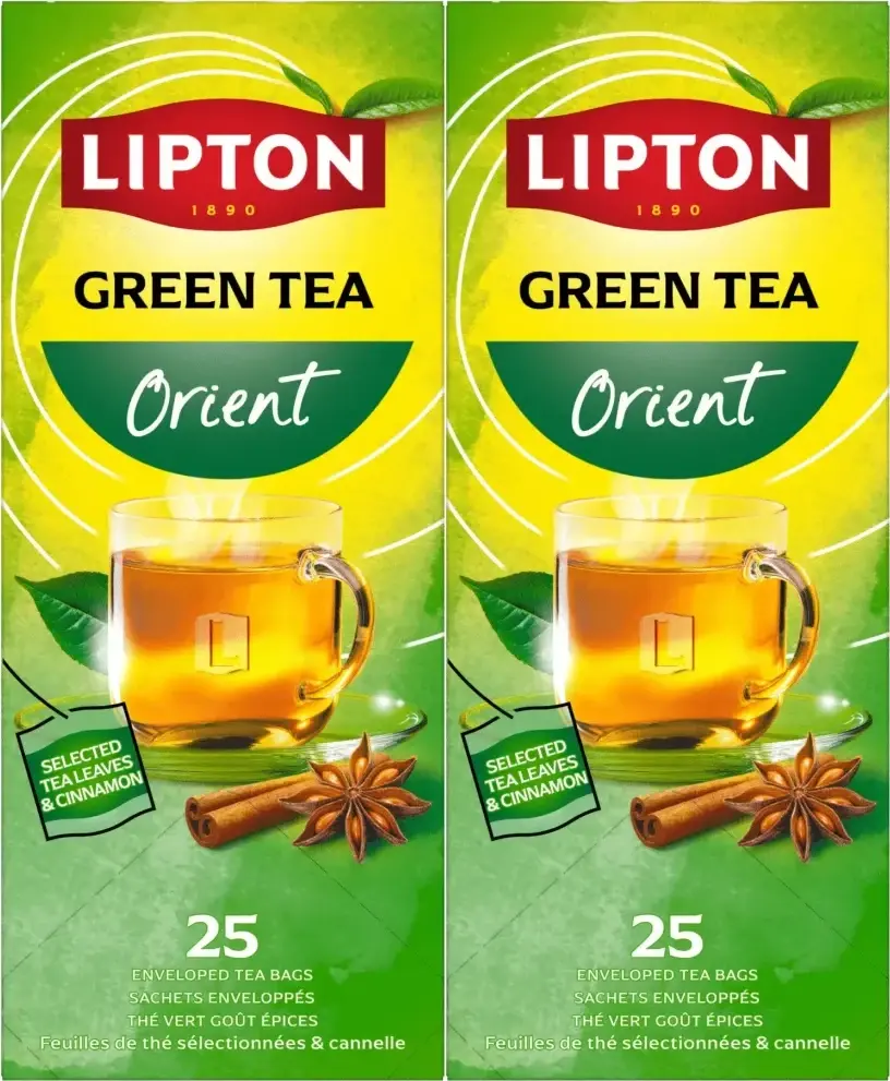 2x Herbata zielona smakowa w kopertach Lipton Classic Green Tea Orient, 25 sztuk