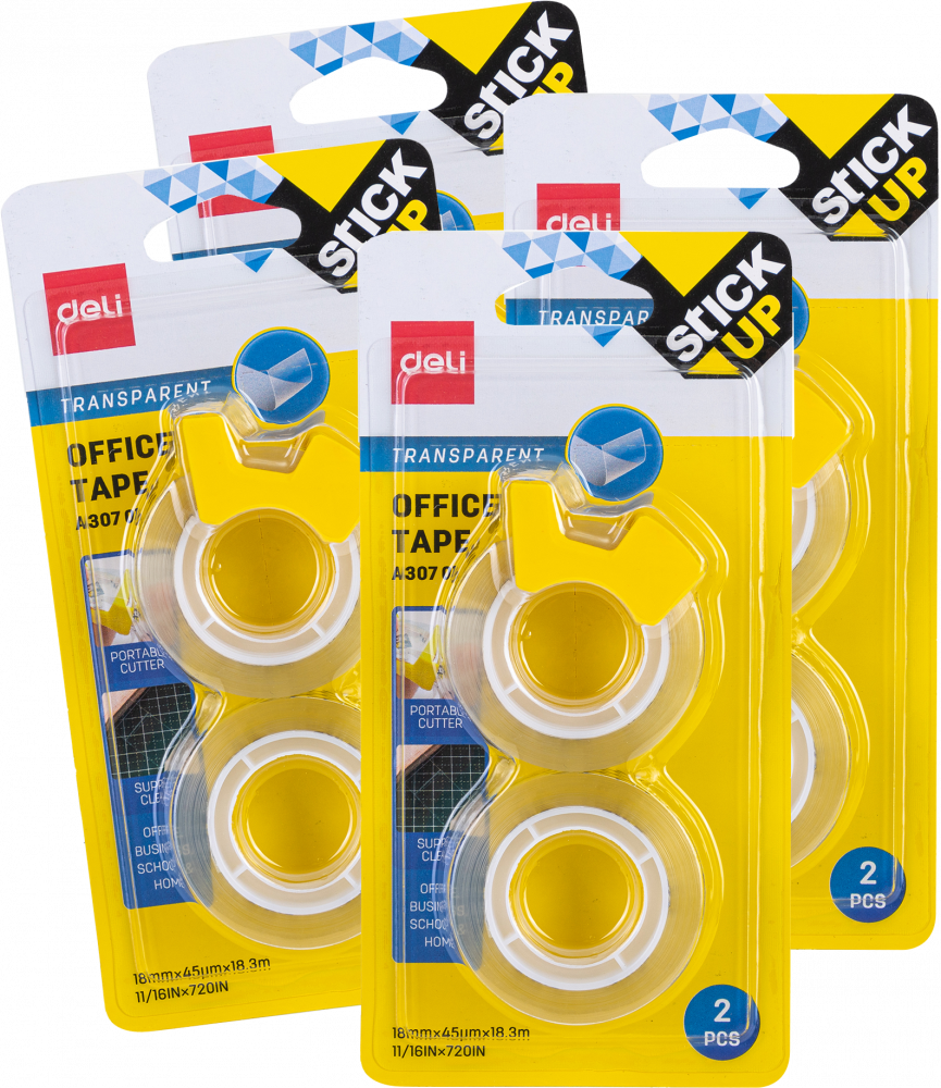 4x Taśma klejąca Deli Stick Up, 18mmx18.3m, 2 sztuki, przezroczysty